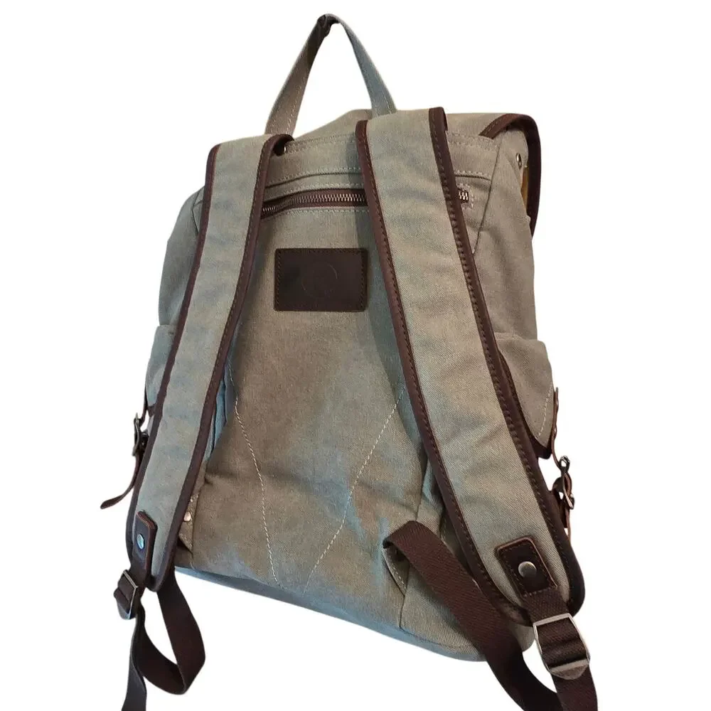 United Leather Canvas Leather Large Backpack Rucksack Laptop Bag